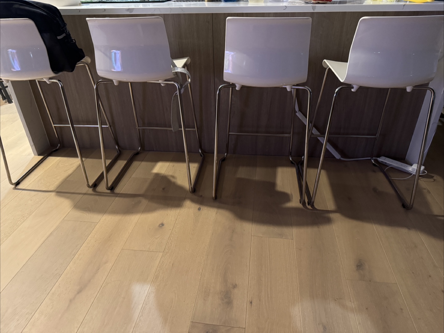 Set of Four White Kitchen Counter Stools