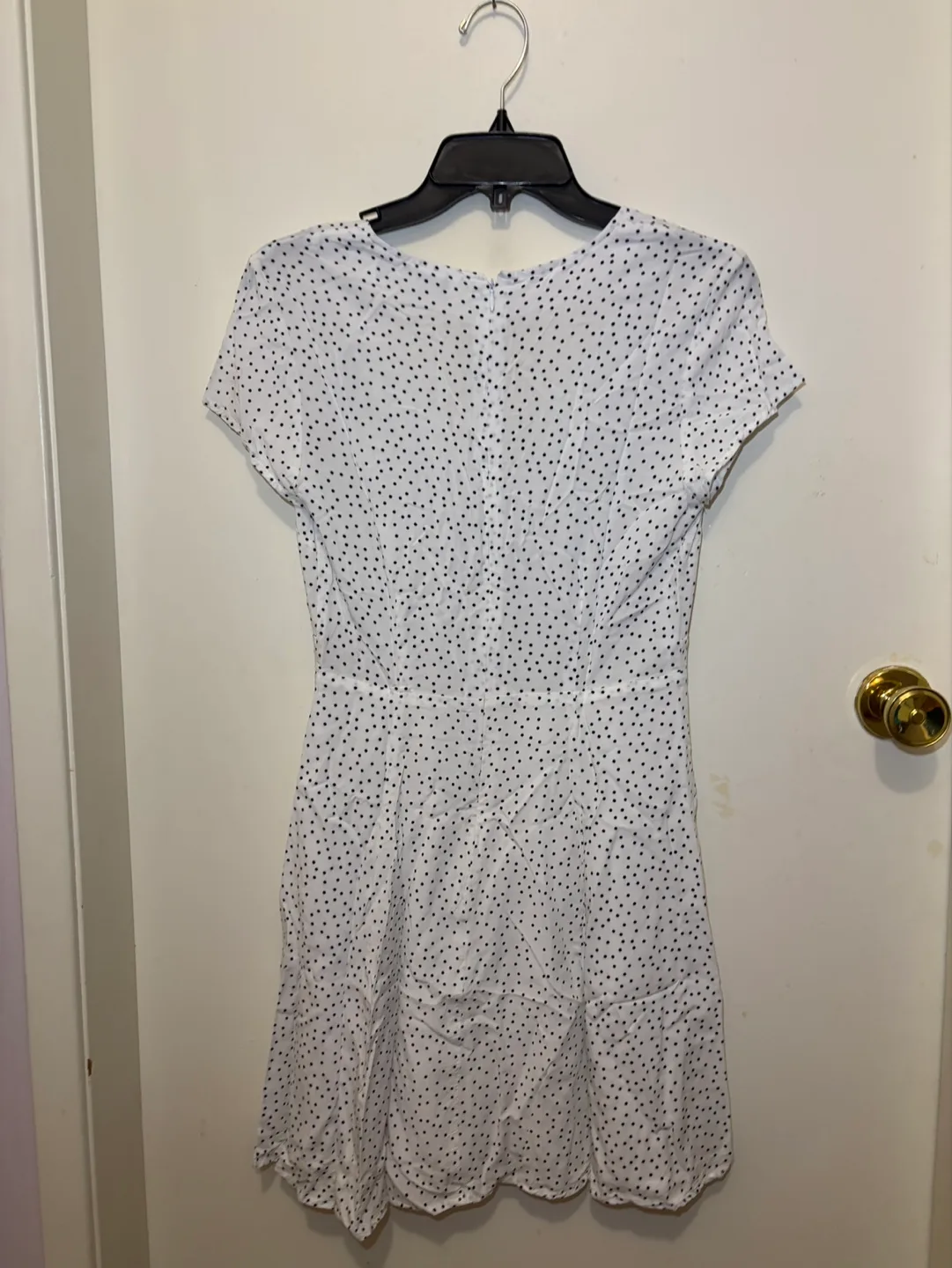 New Dynamite White Polka Dot V Neck Short Dress or Blouse - S image indicator(2)