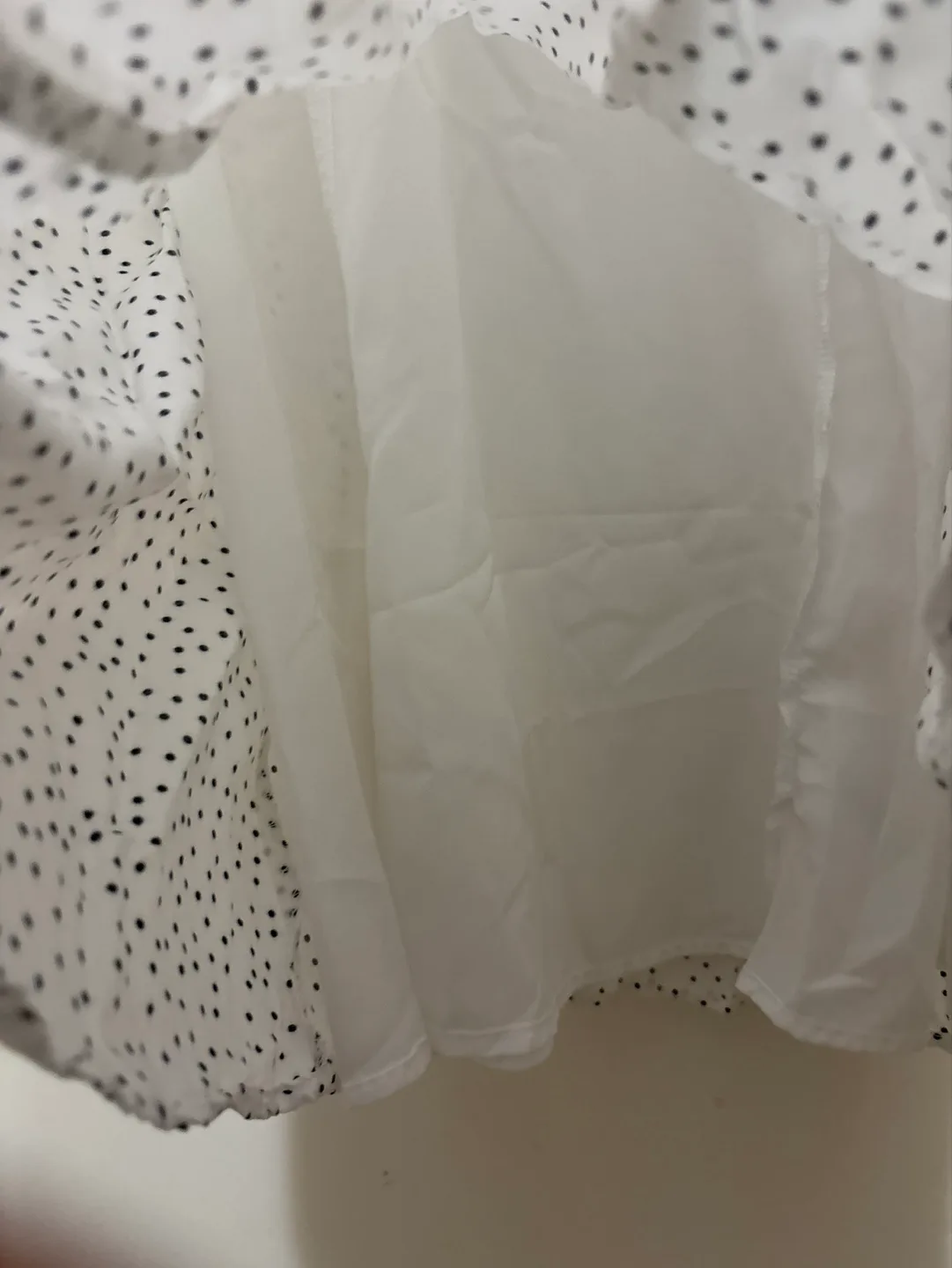 New Dynamite White Polka Dot V Neck Short Dress or Blouse - S image indicator(4)