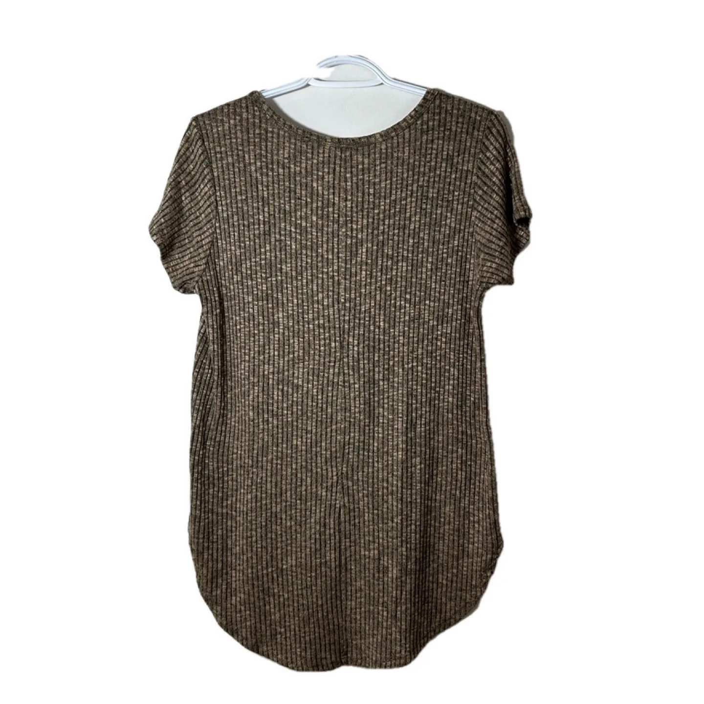 Free Kisses Brown Ribbed Tunic Top Size L image indicator(2)