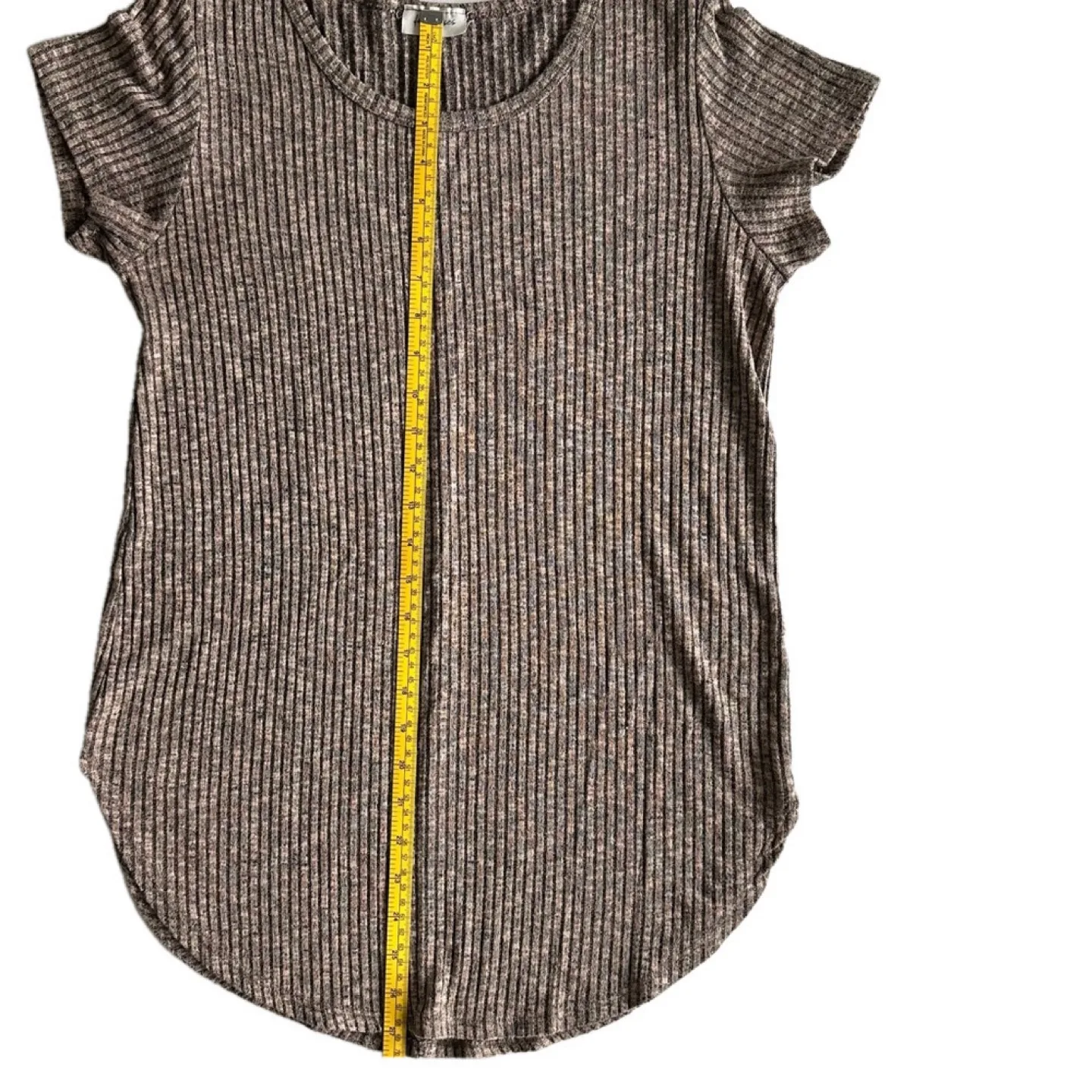 Free Kisses Brown Ribbed Tunic Top Size L image indicator(4)