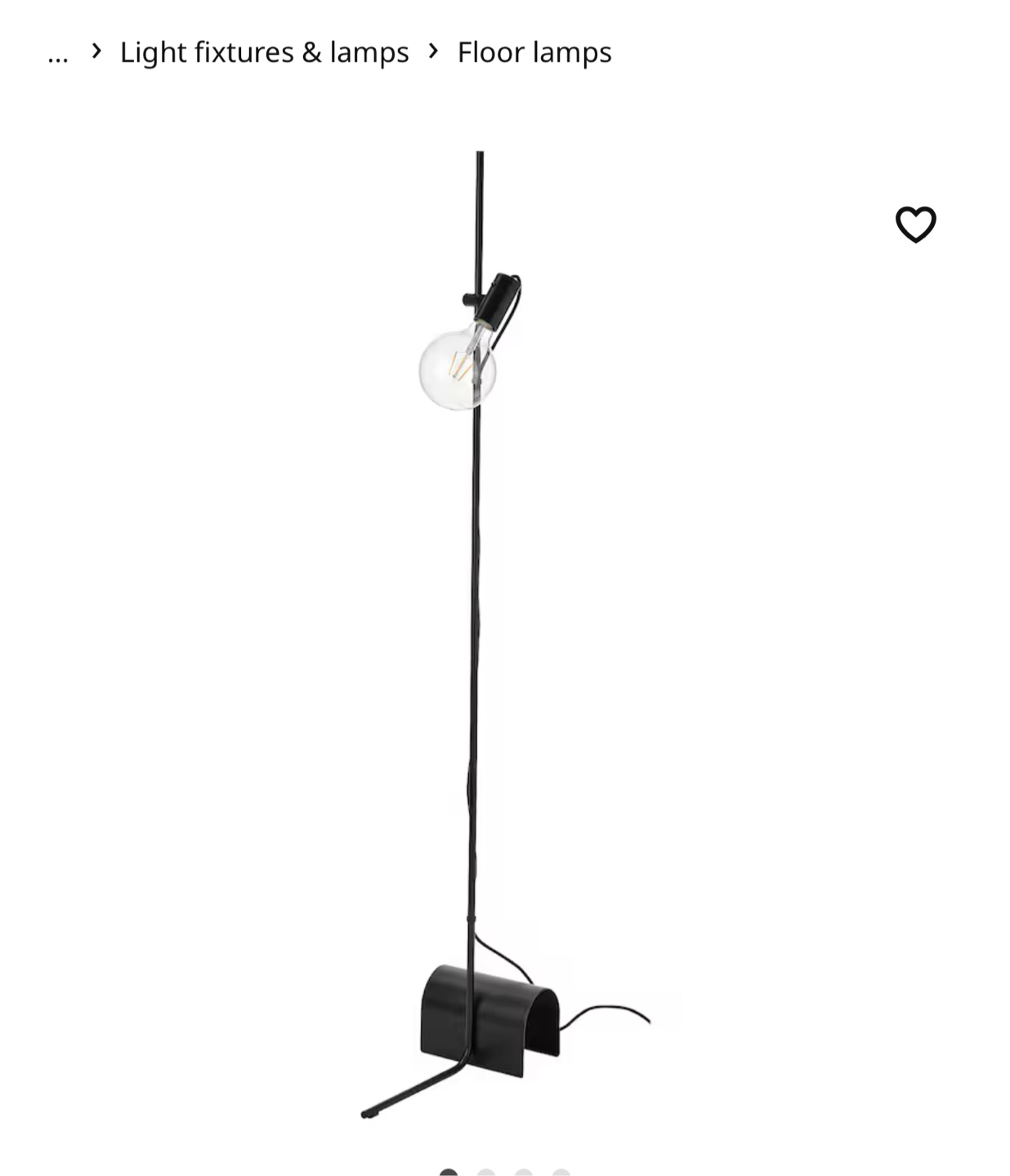 Black Metal Floor Lamp with Globe Bulb - photo 2