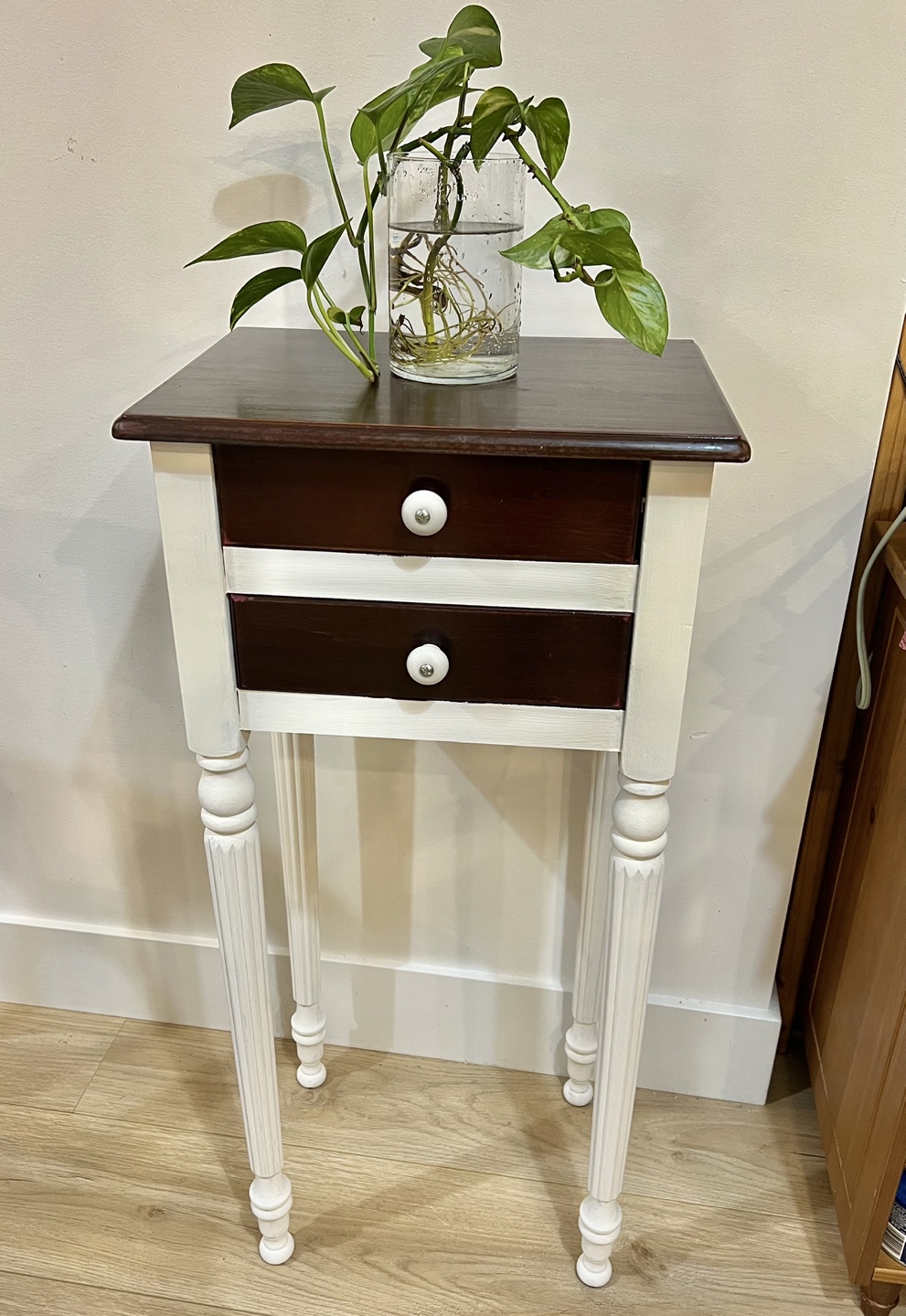 Tall End Table, Farmhouse design, 2-drawers