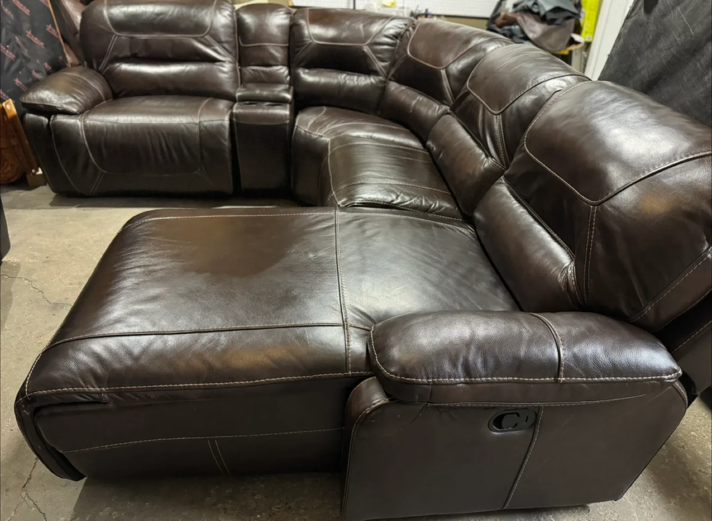 Brown Leather Sectional Recliner