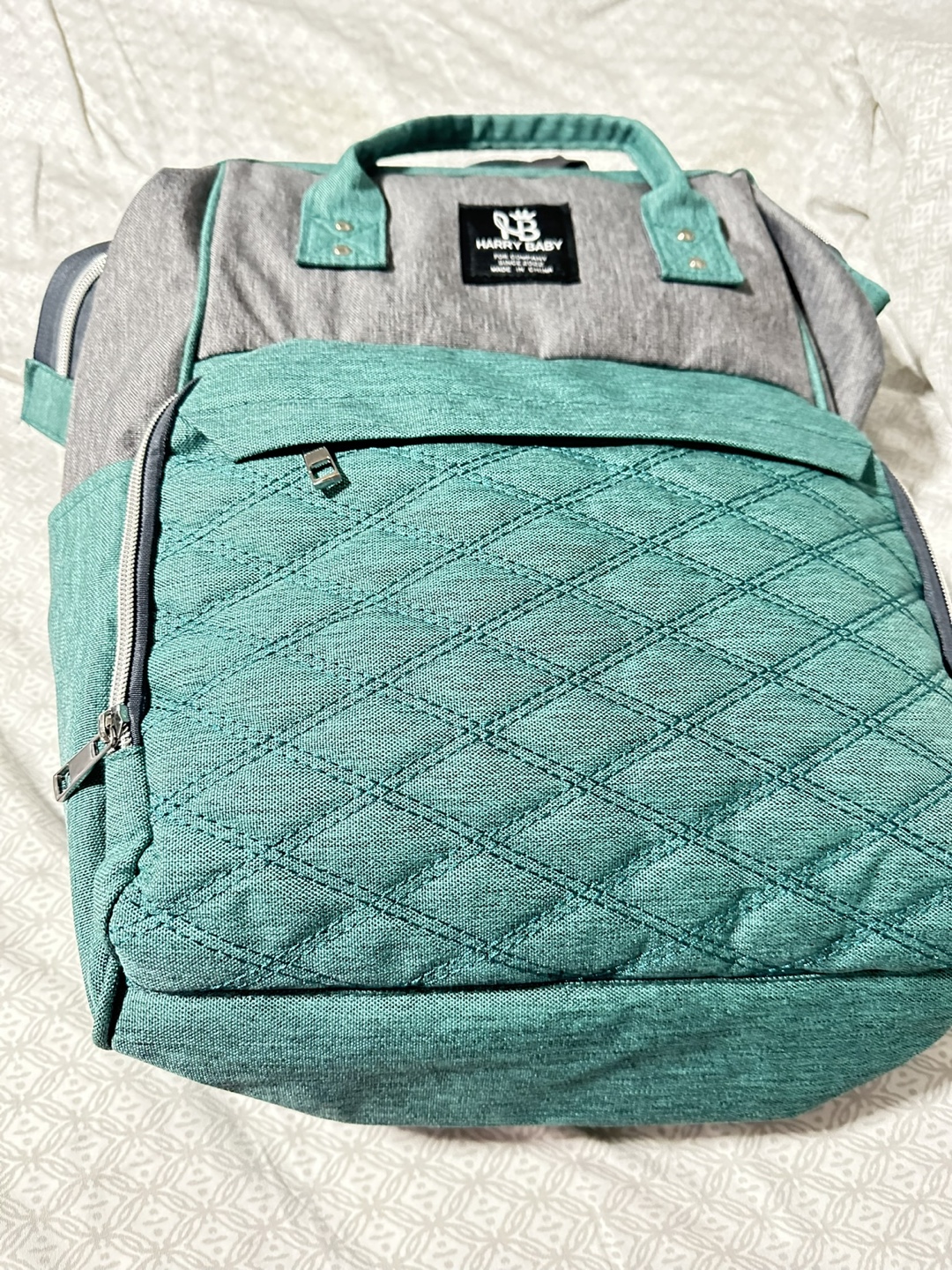 Harry Baby Diaper Bag Backpack - Teal and Grey
