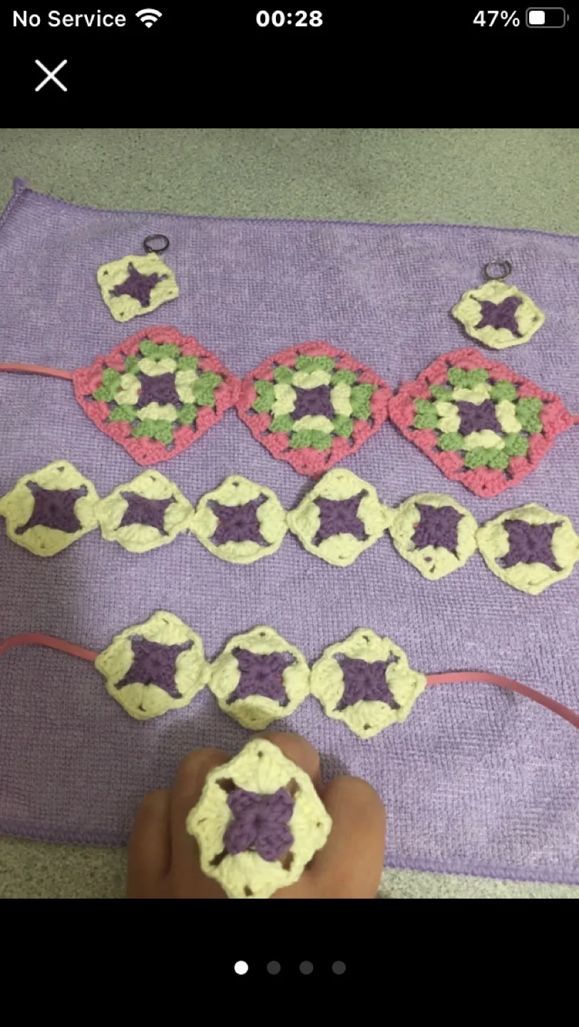 Handmade Crochet Granny Square Bracelets and Keychains thumbnail