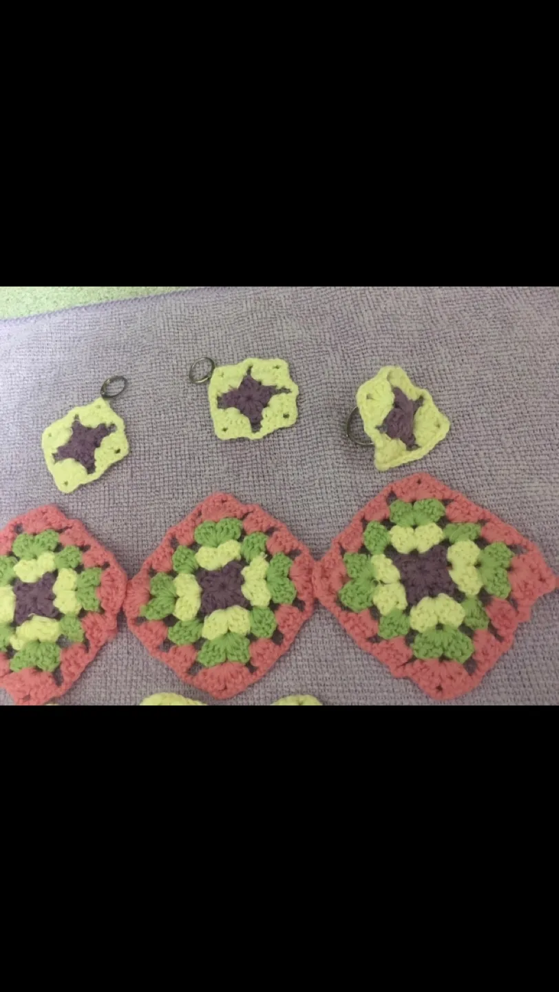 Handmade Crochet Granny Square Bracelets and Keychains image indicator(3)