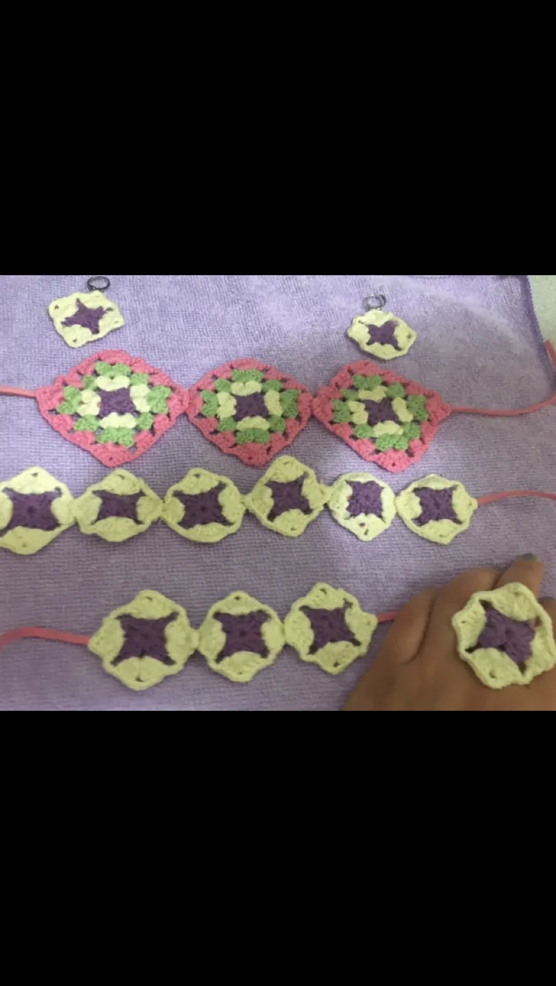 Handmade Crochet Granny Square Bracelets and Keychains image indicator(4)