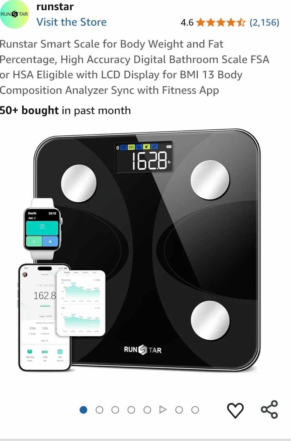 Runstar Smart Scale - Body Weight & Fat Percentage Analyzer