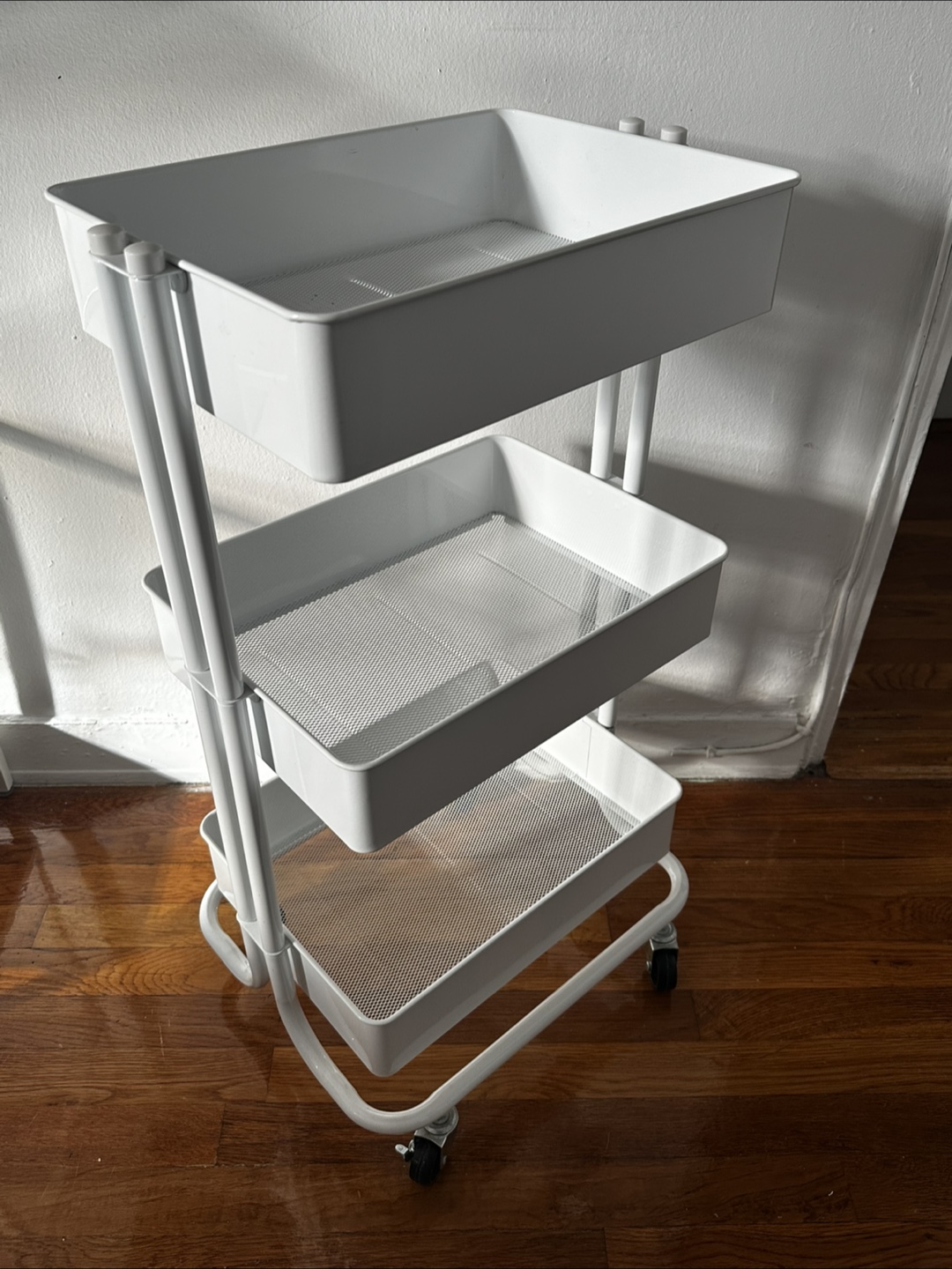 White 3-Tier Rolling Cart