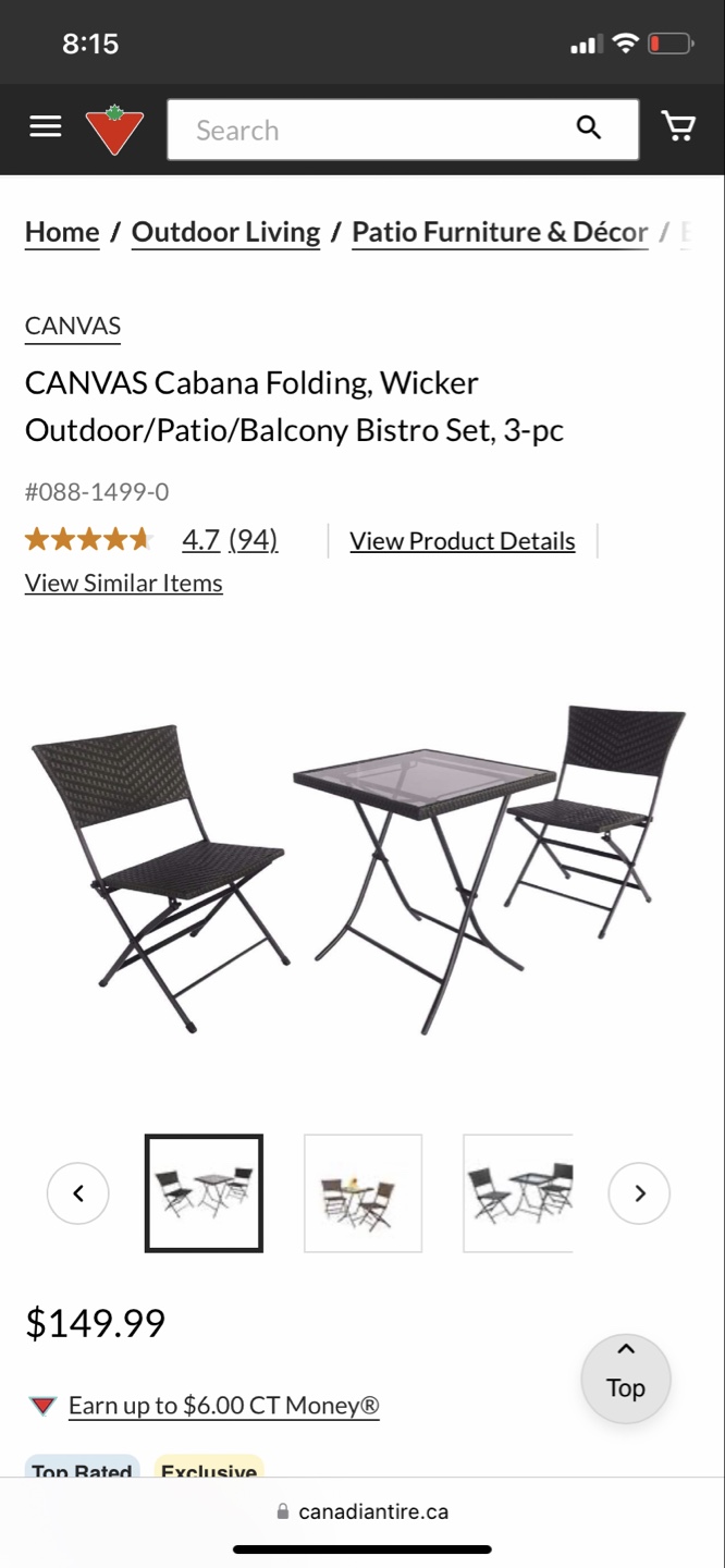 CANVAS Cabana 3-Piece Bistro Set - photo 3