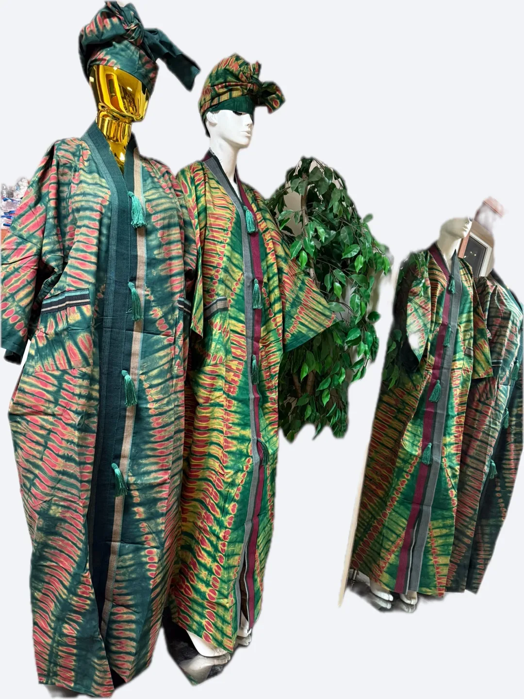 Tie-Dye African Print Kaftan with Headwrap thumbnail