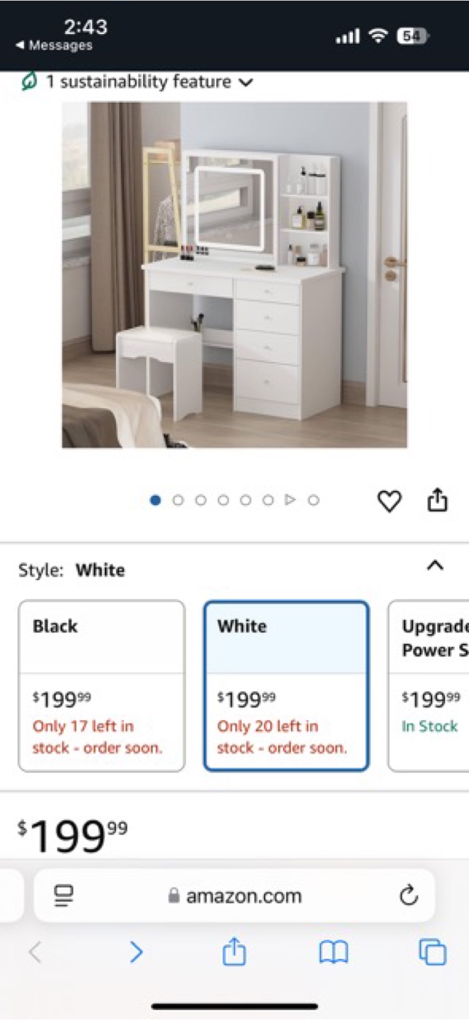 Vanity Desk with Sliding Lighted Mirror - photo 3