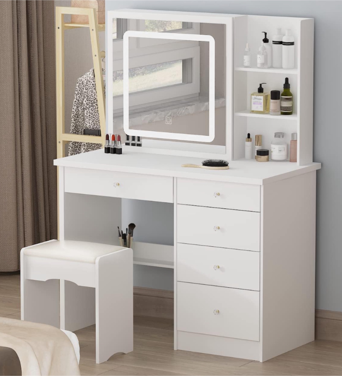 Vanity Desk with Sliding Lighted Mirror - photo 2