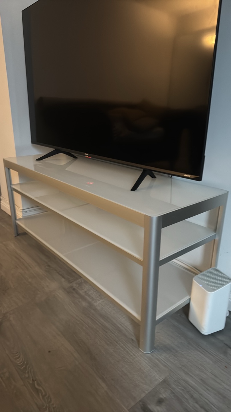 Modern TV Stand with Glass Shelves - photo 2