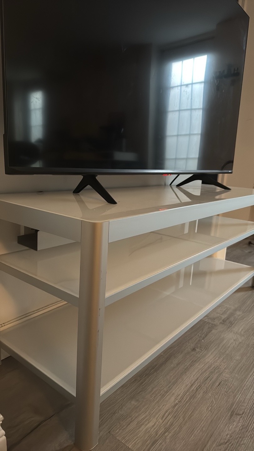 Modern TV Stand with Glass Shelves