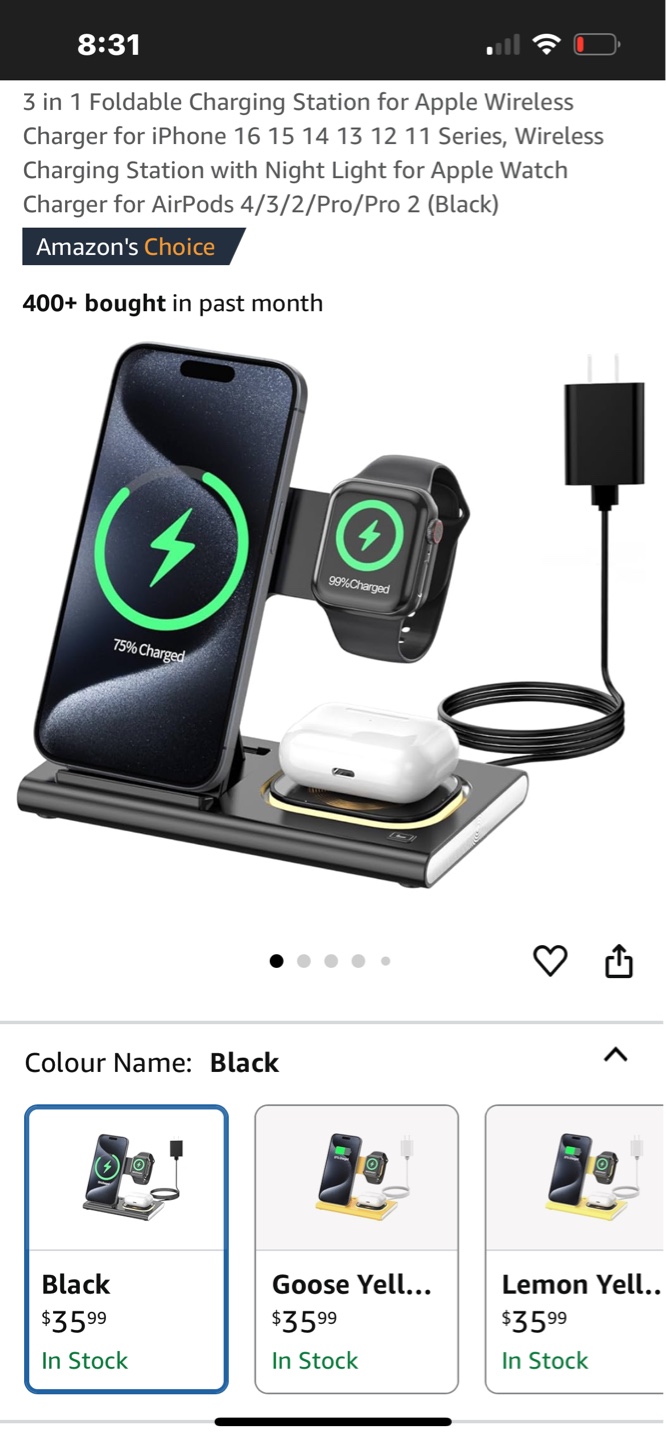 3-in-1 Wireless Charging Station with Night Light