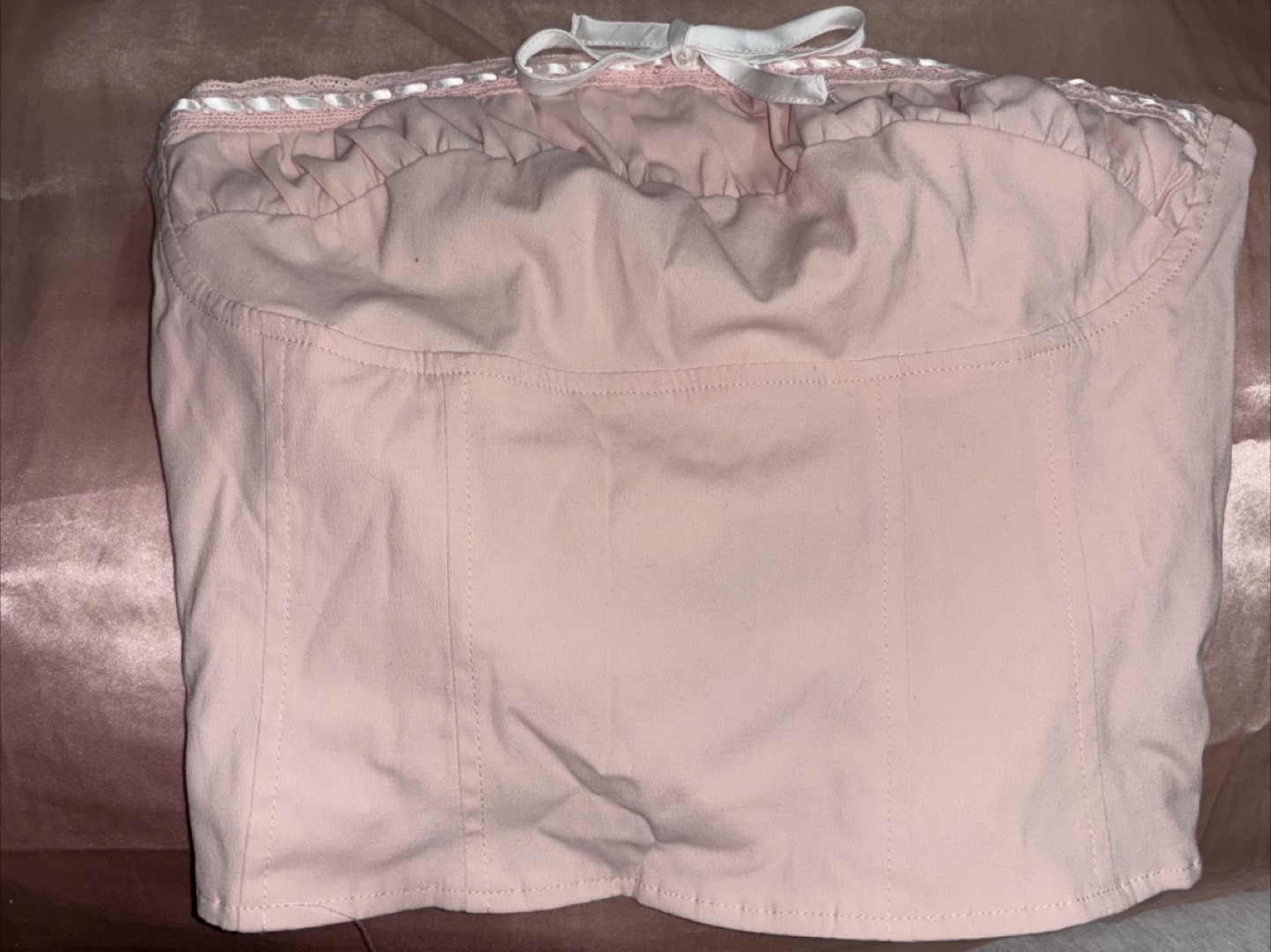 Pink Tube Top Garage with Lace Detail - photo 2