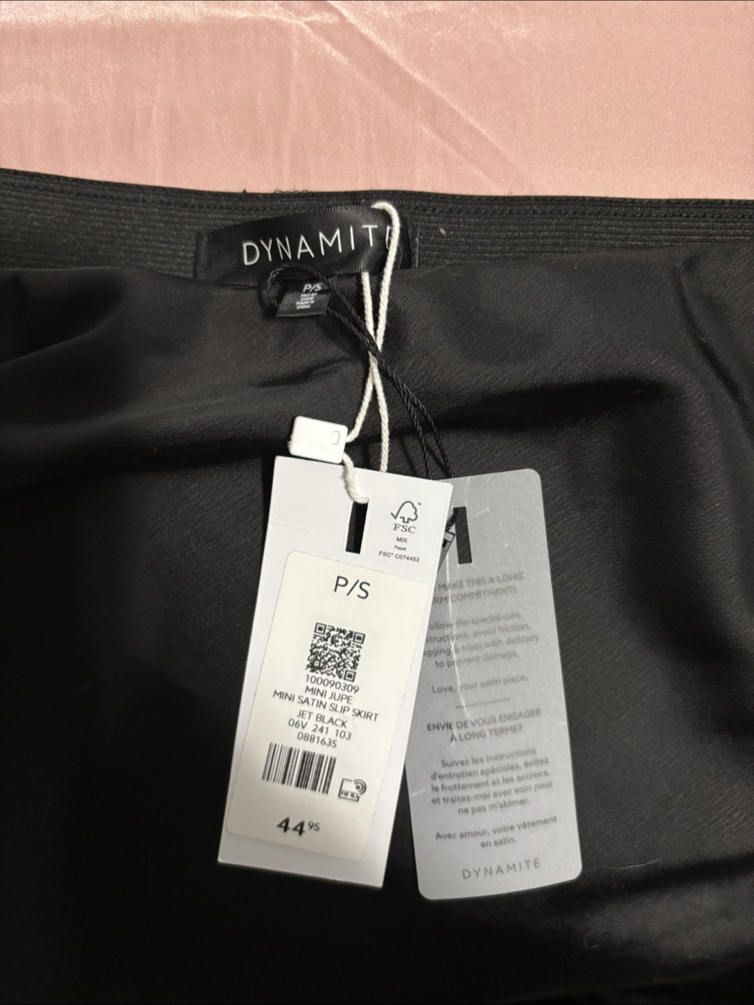 Dynamite Mini Satin Skirt - Black - Size P/S