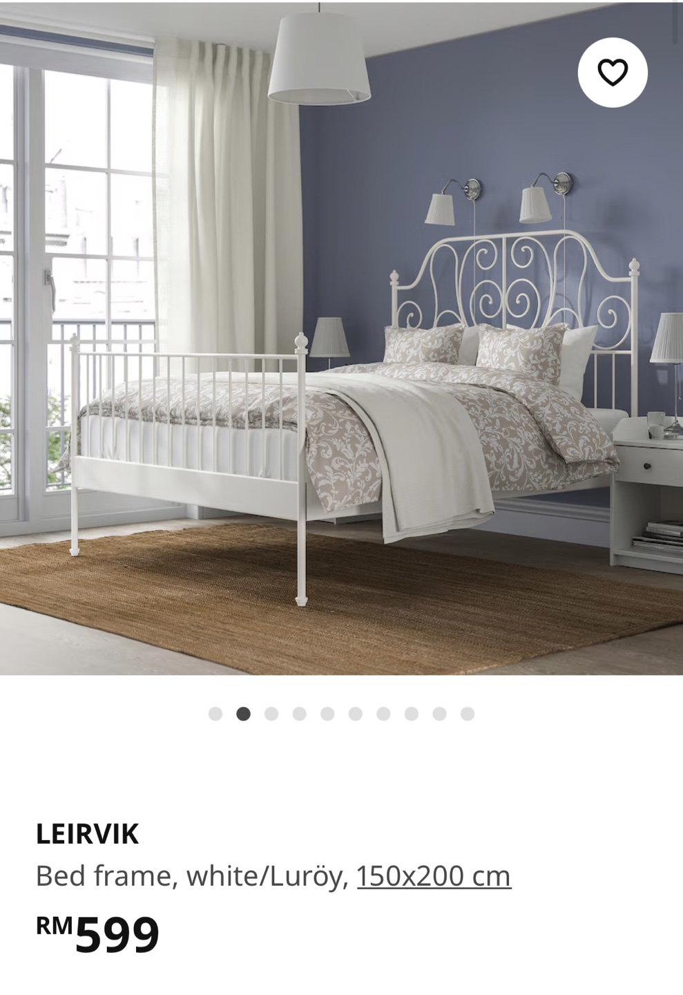 IKEA LEIRVIK White Metal Bed Frame - photo 2