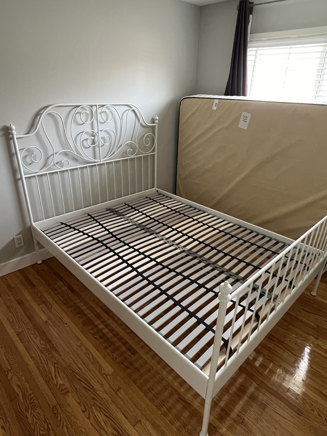 IKEA LEIRVIK White Metal Bed Frame