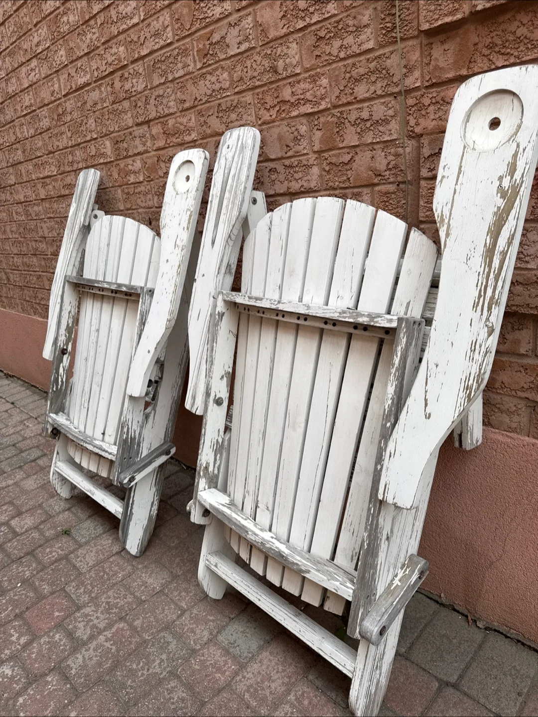 💚Pair of White Adirondack Chairs - Distressed Finish thumbnail