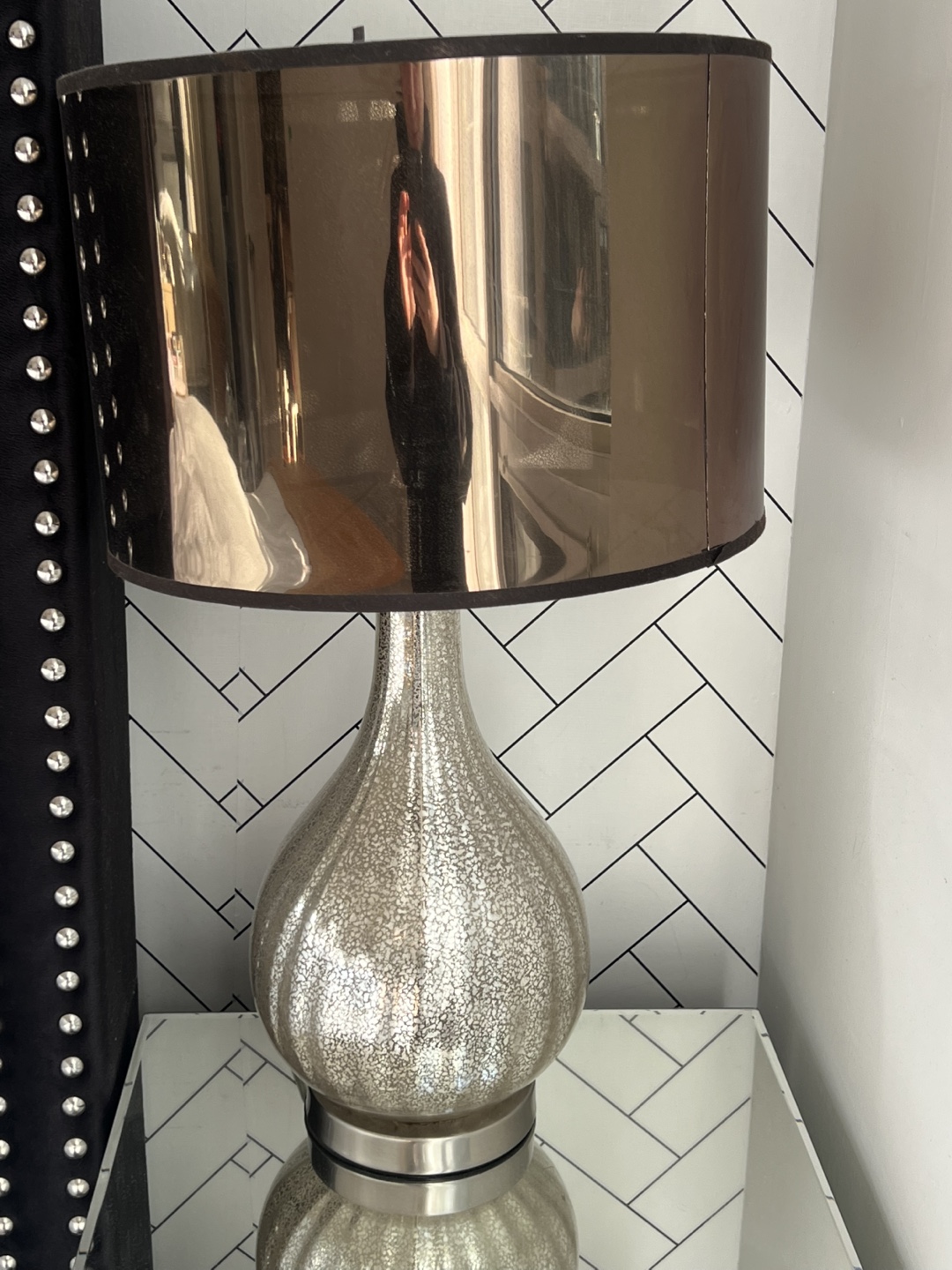Elegant Silver Crackle Glass Table Lamp