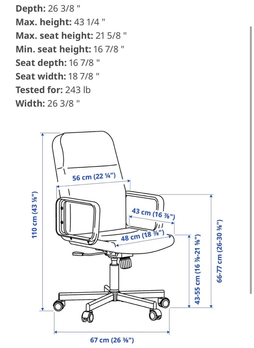 IKEA Office Chair - Black - photo 2