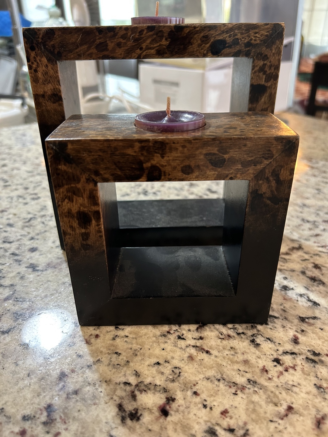 Wooden Candle Holders Set of Two