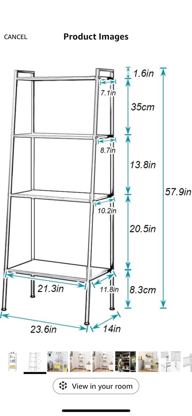 White Metal 4-Tier Shelf - photo 3