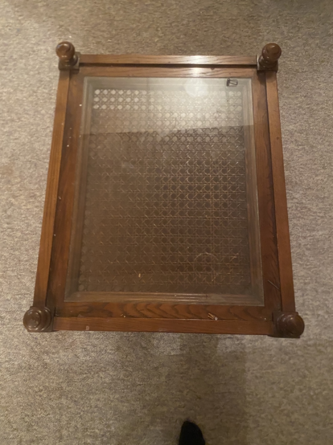 Vintage Wooden Coffee Table with Glass Top and Drawer - photo 3