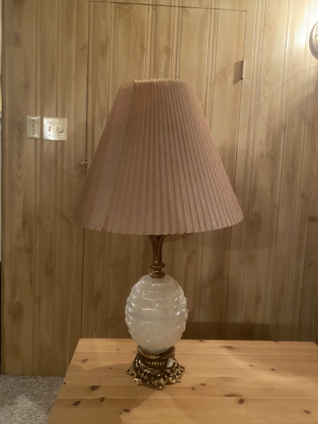 Vintage Table Lamp with Pleated Shade