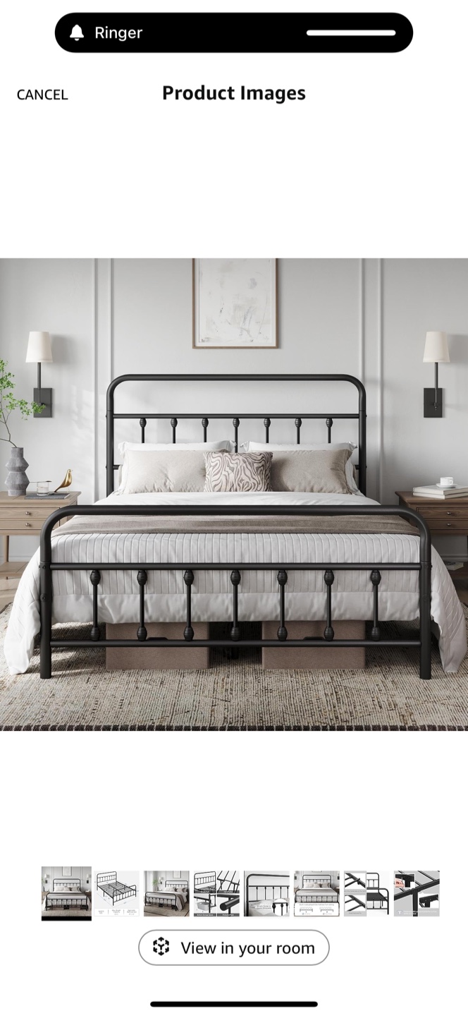 Queen Size Metal Bed Frame - Black - Simple Style - photo 2