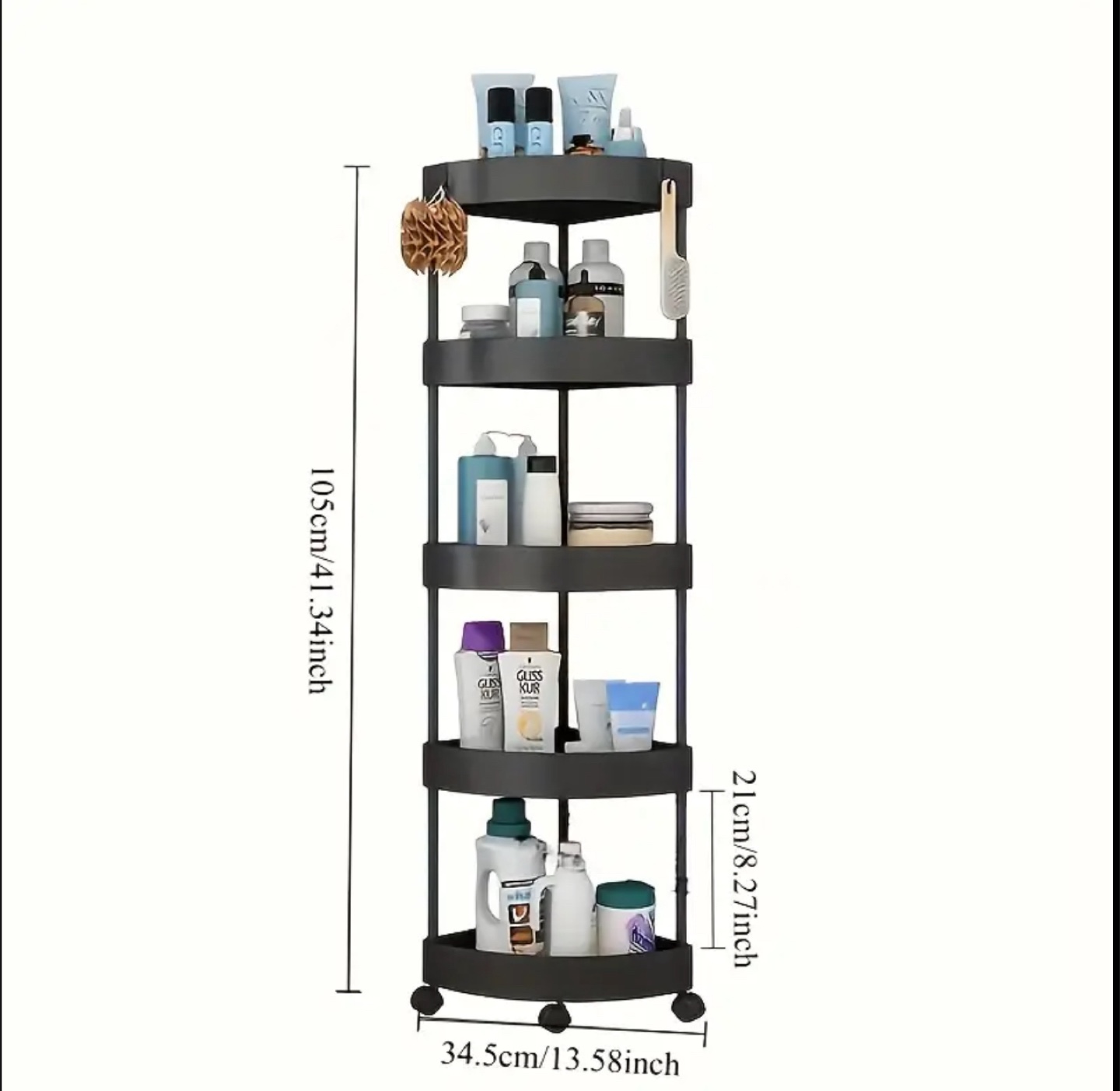 Five-Tier Corner Rolling Storage Shelf Organizer - photo 3