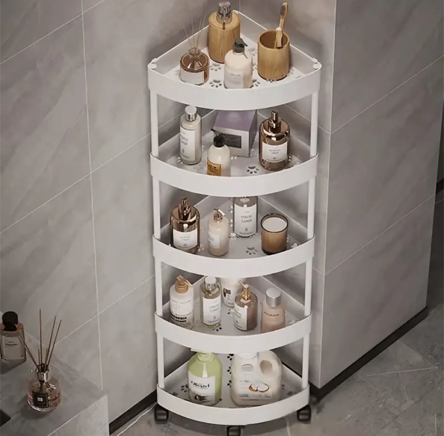 Five-Tier Corner Rolling Storage Shelf Organizer - photo 2