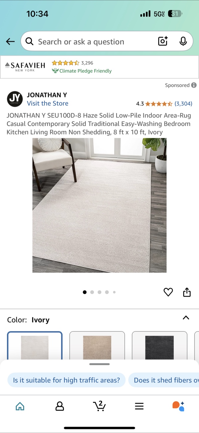 Jonathan Y SEU100D-8 Haze Solid Low-Pile Indoor Area Rug - photo 4