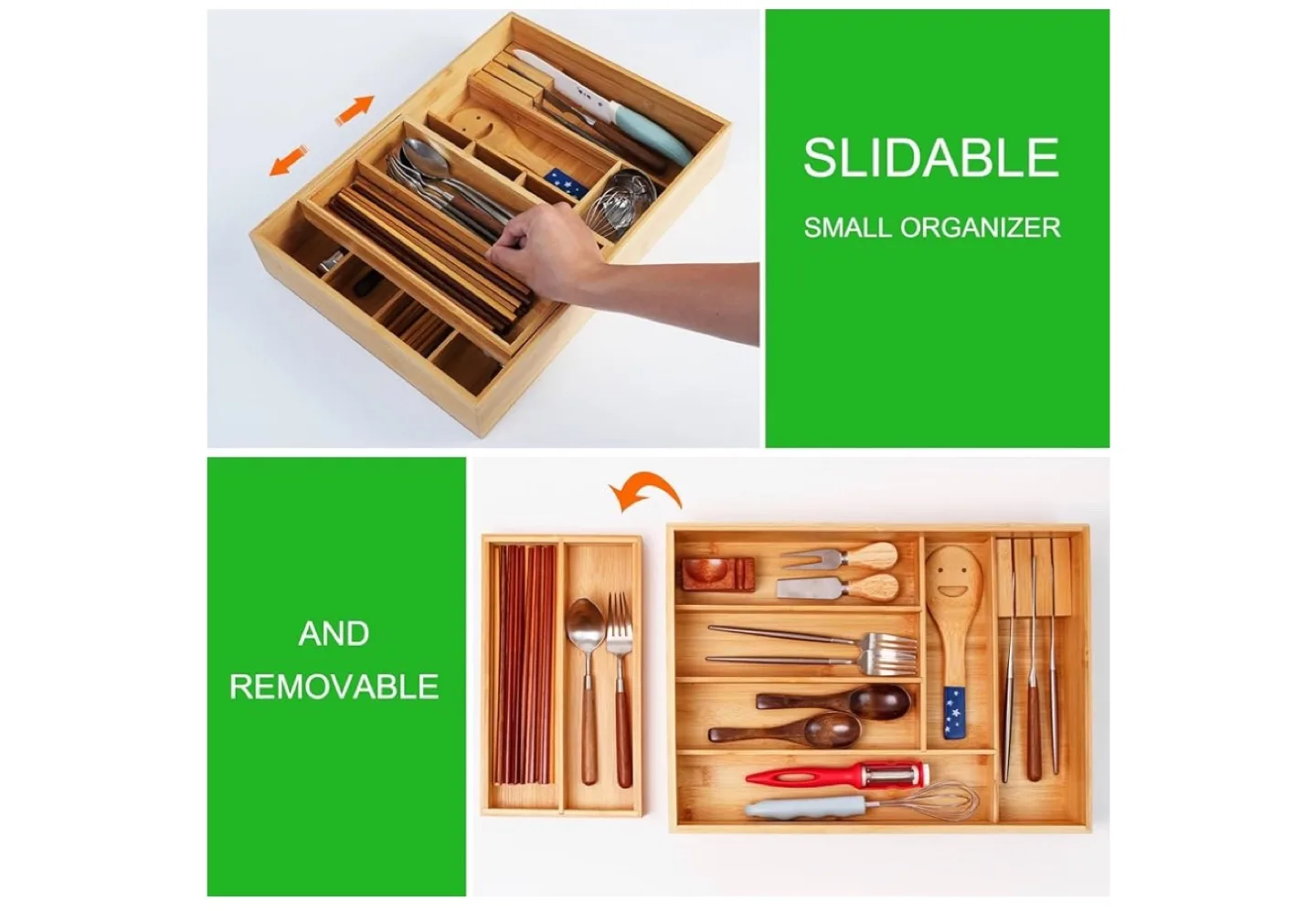 Bamboo Drawer Organiser - Cutlery Tray image indicator(5)