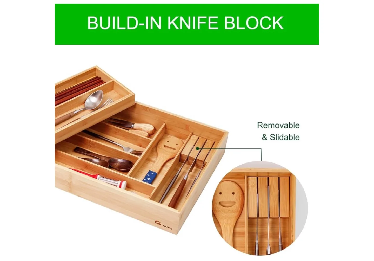 Bamboo Drawer Organiser - Cutlery Tray image indicator(6)