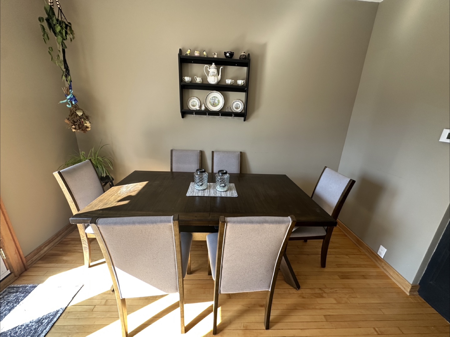 6-Piece Dining Set - Dark Brown Table & Grey Chairs - photo 2