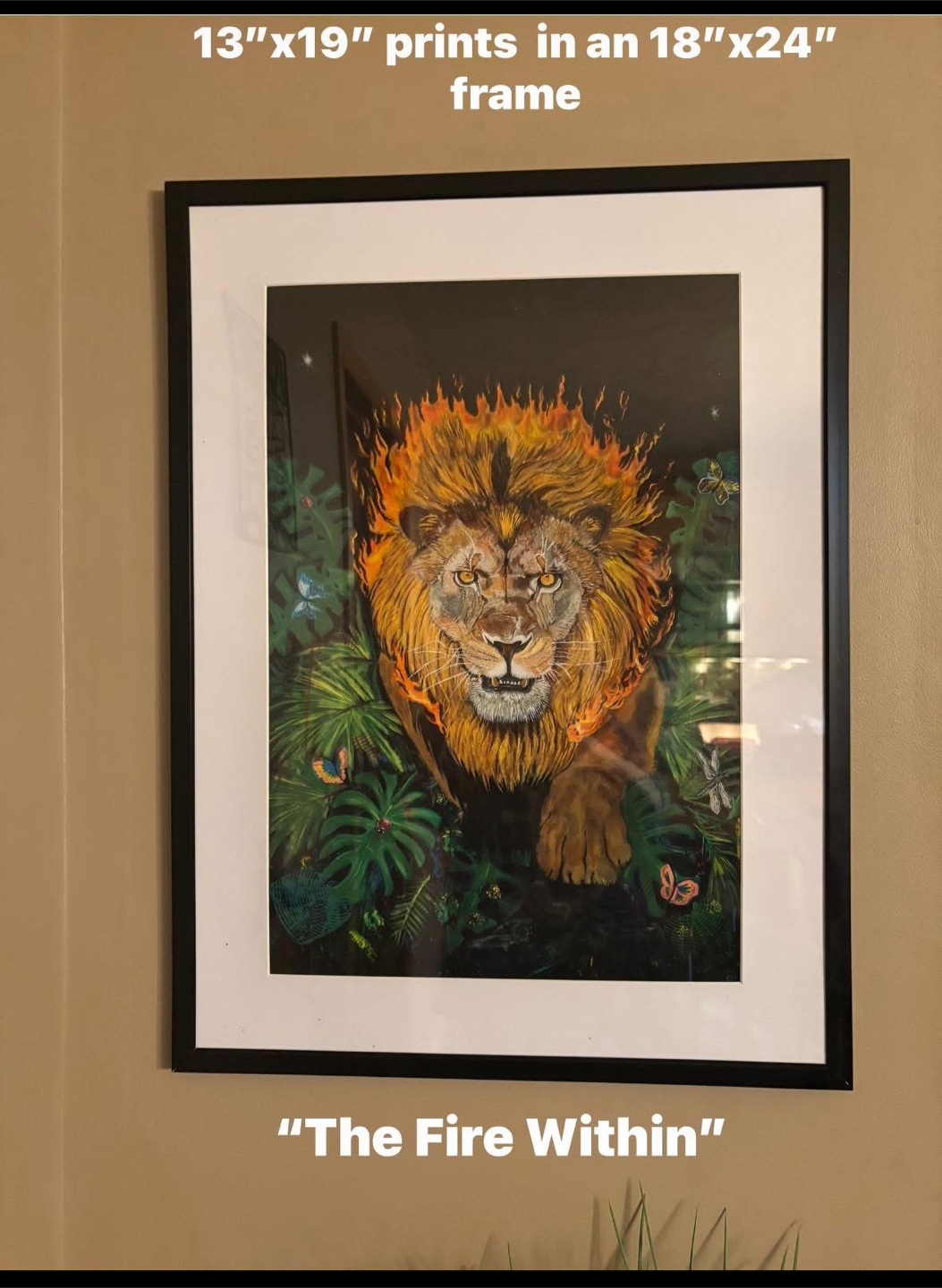 Framed Lion Print - The Fire Within