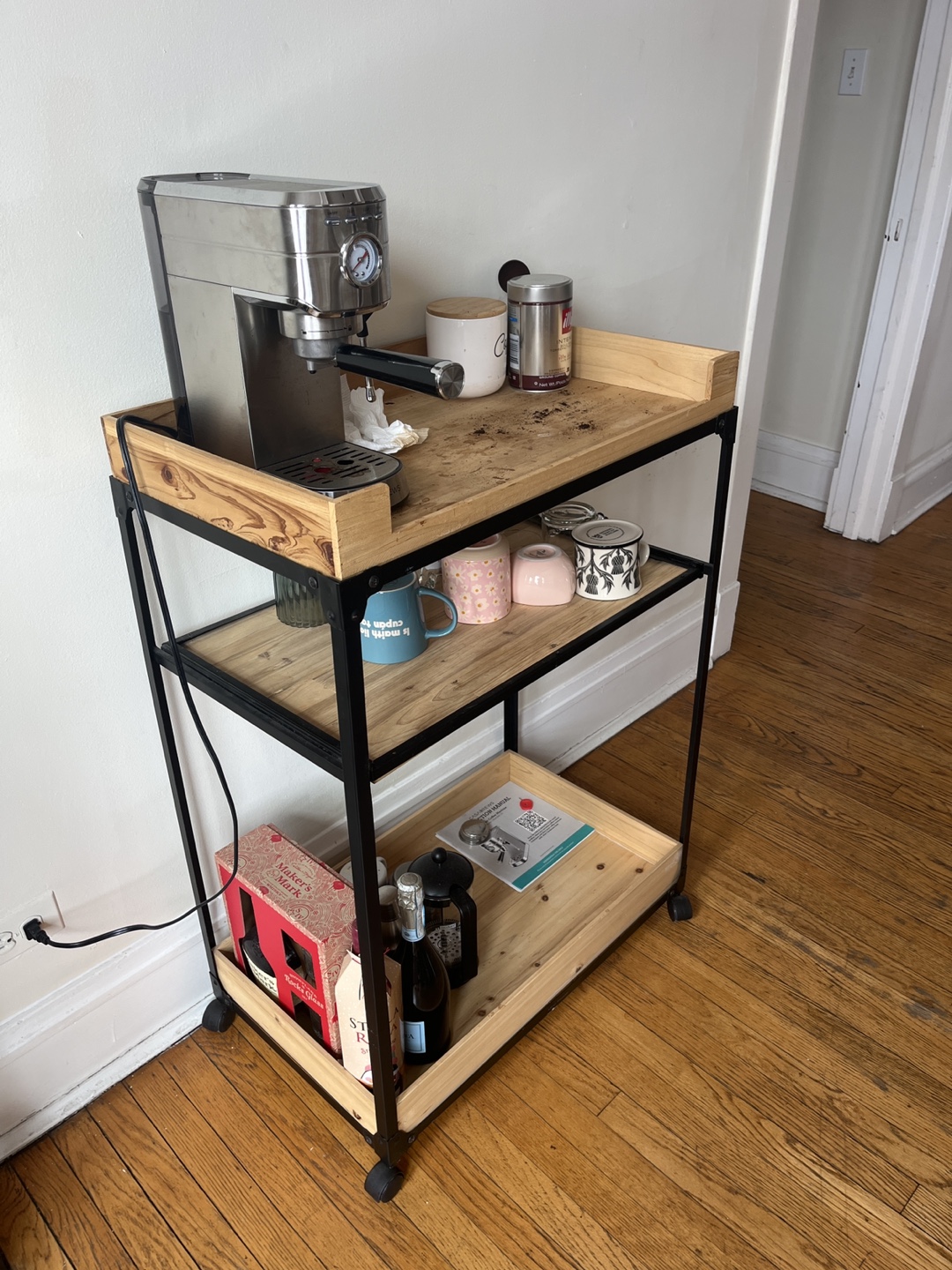 3-Tier Rolling Bar Cart