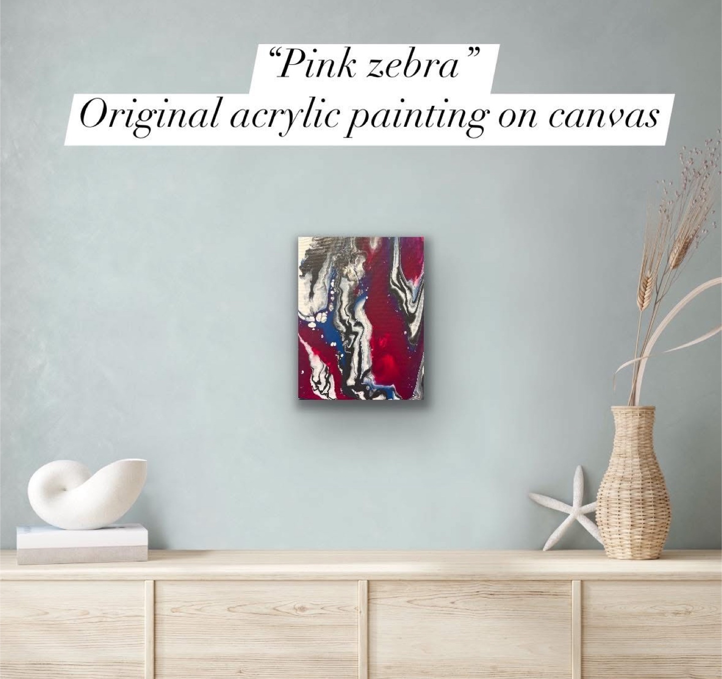 "Pink Zebra" Original Acrylic Painting on Canvas