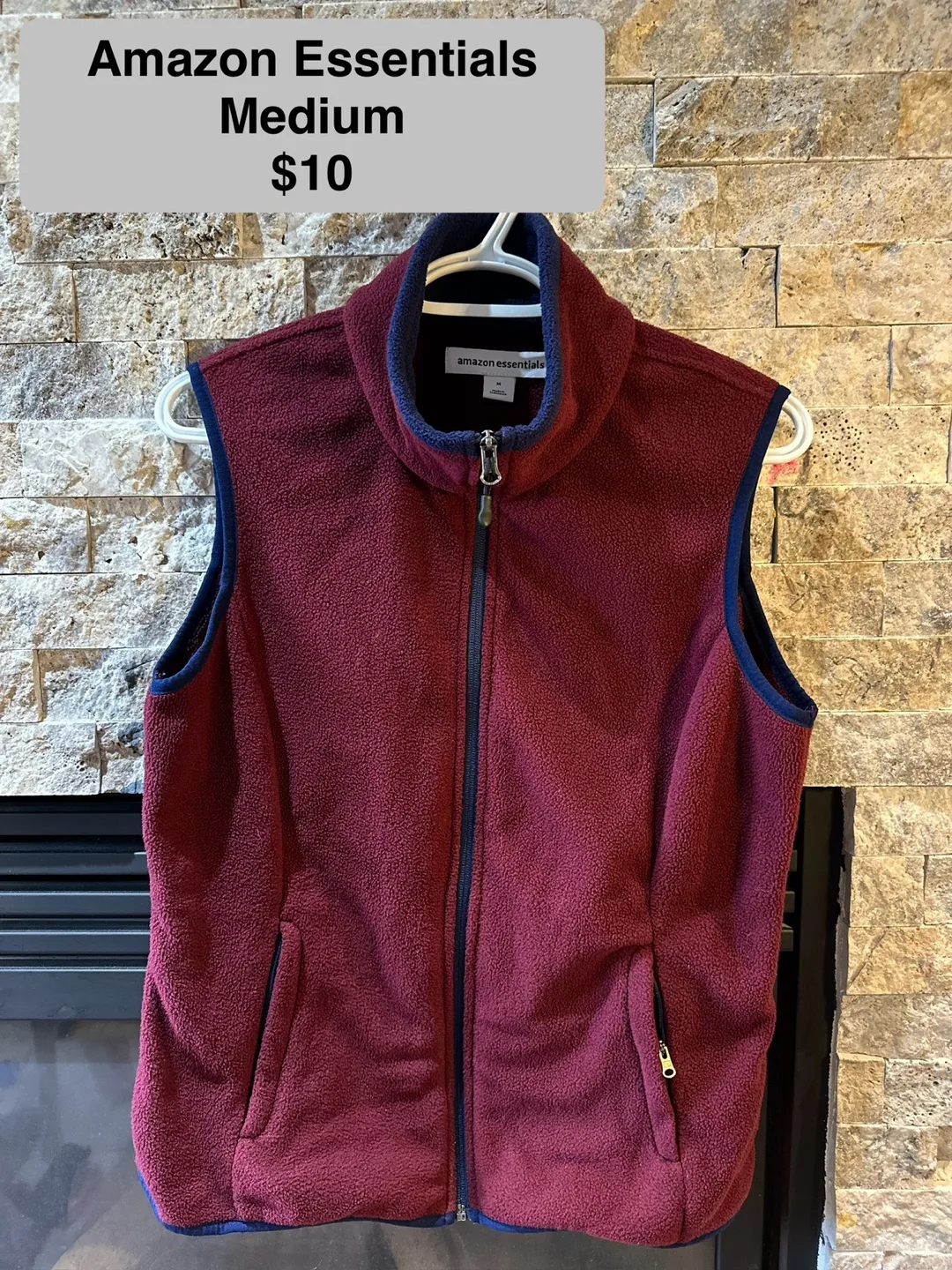 Amazon Essentials Fleece Vest - Burgundy - Size Medium thumbnail