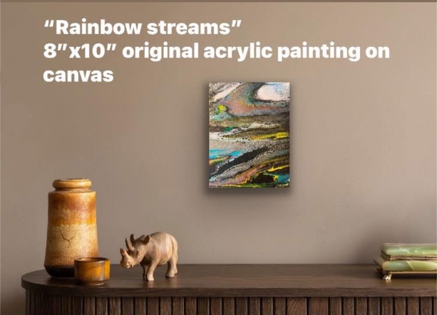 Original Acrylic Pour Painting on Canvas - Rainbow Streams