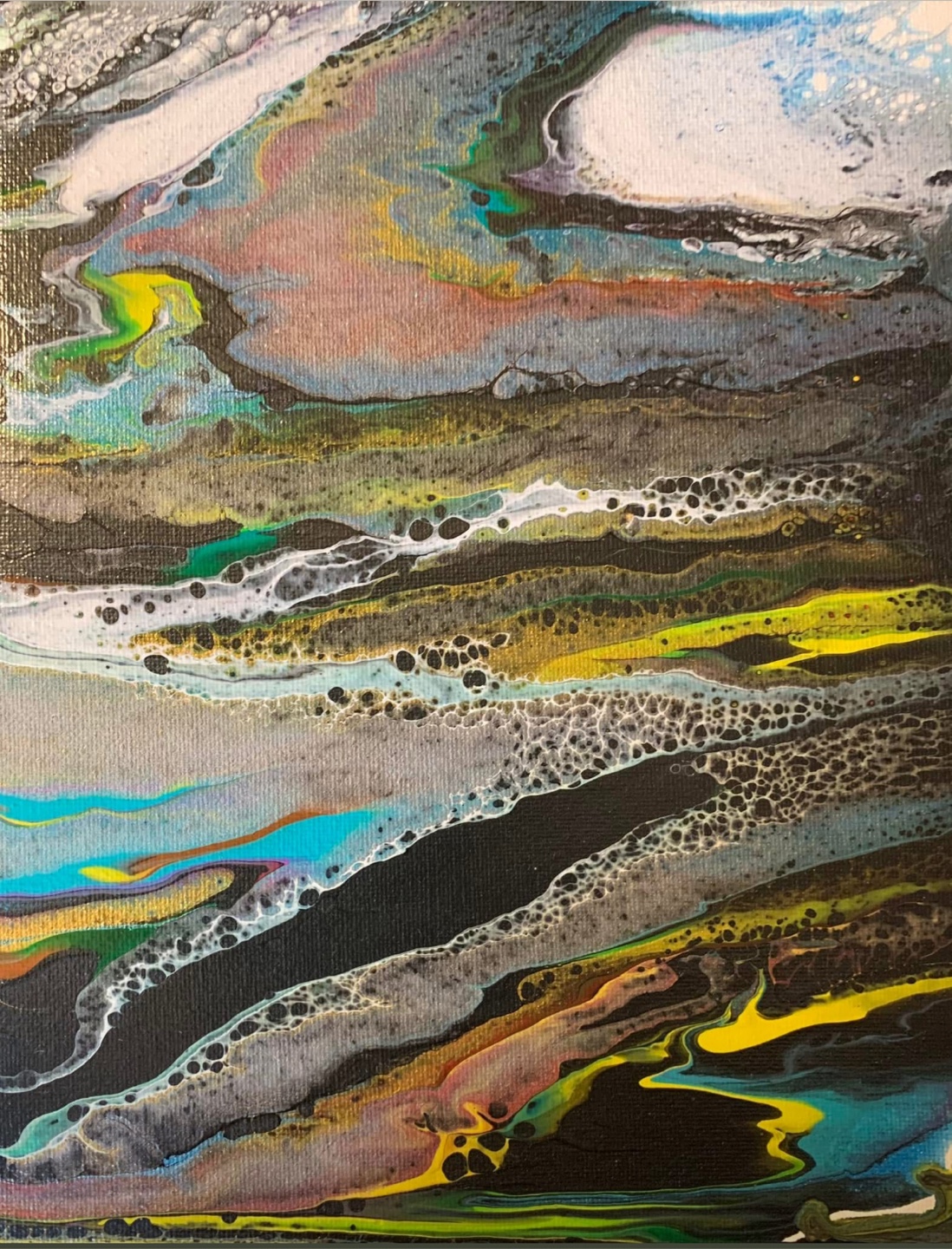 Original Acrylic Pour Painting on Canvas - Rainbow Streams - photo 2