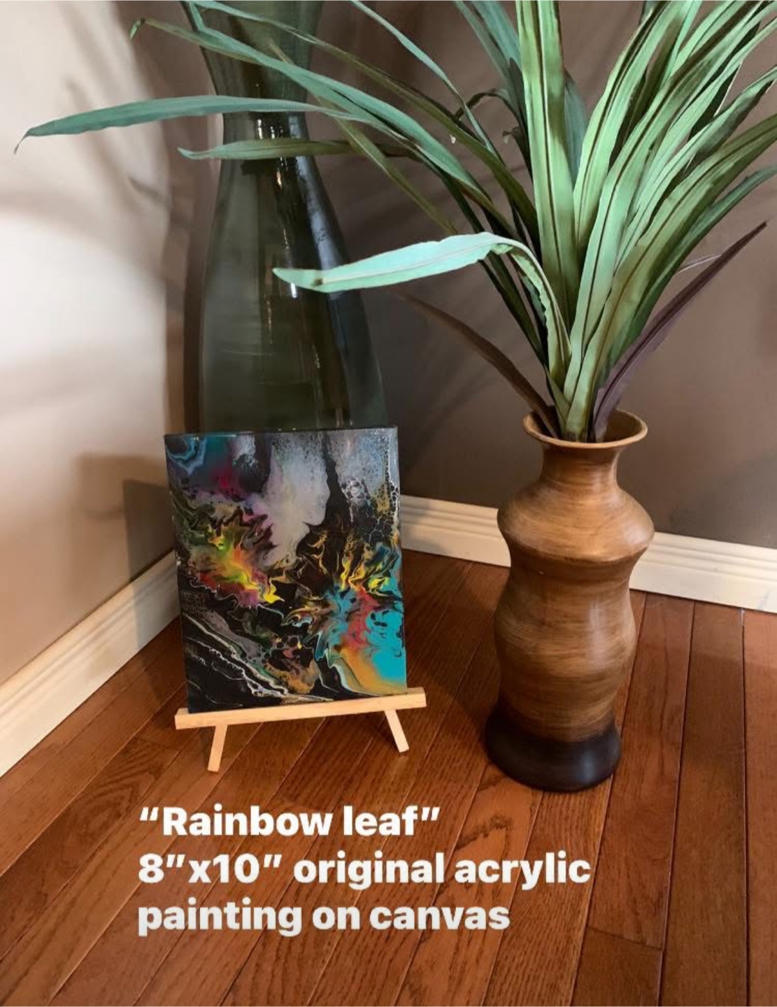 Original Acrylic Pour Painting - Rainbow Leaf - photo 2