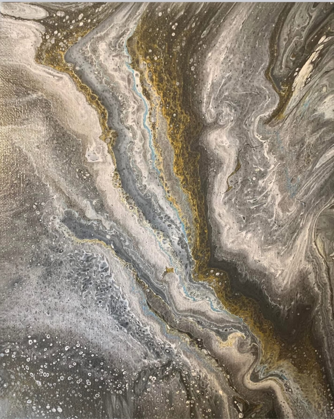 Original Acrylic Pour Painting - Gold Rush