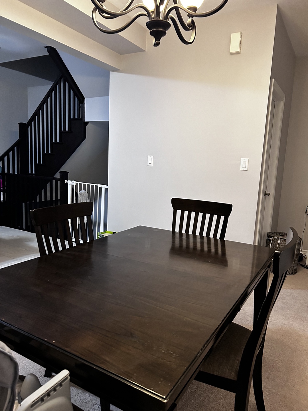 Black Dining Table Set with Four Chairs