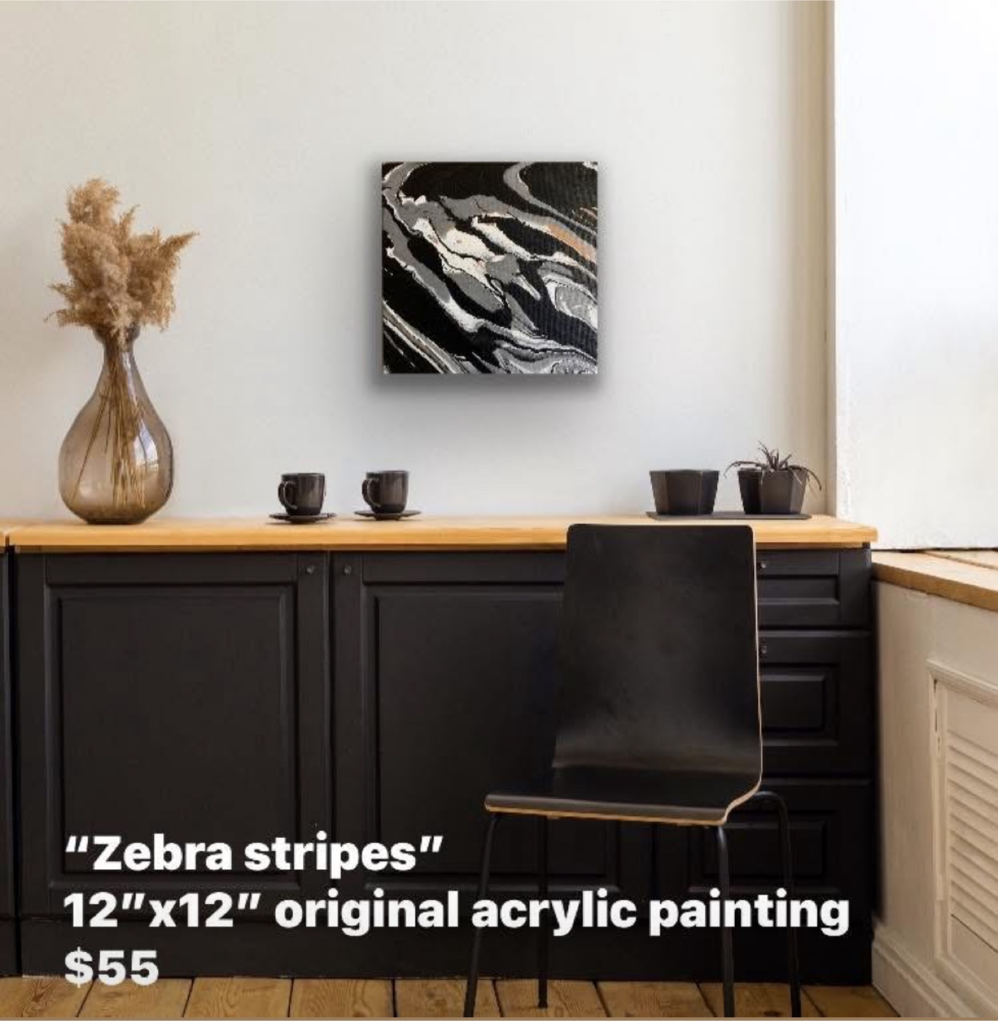 Original Acrylic Pour Painting - Zebra Stripes