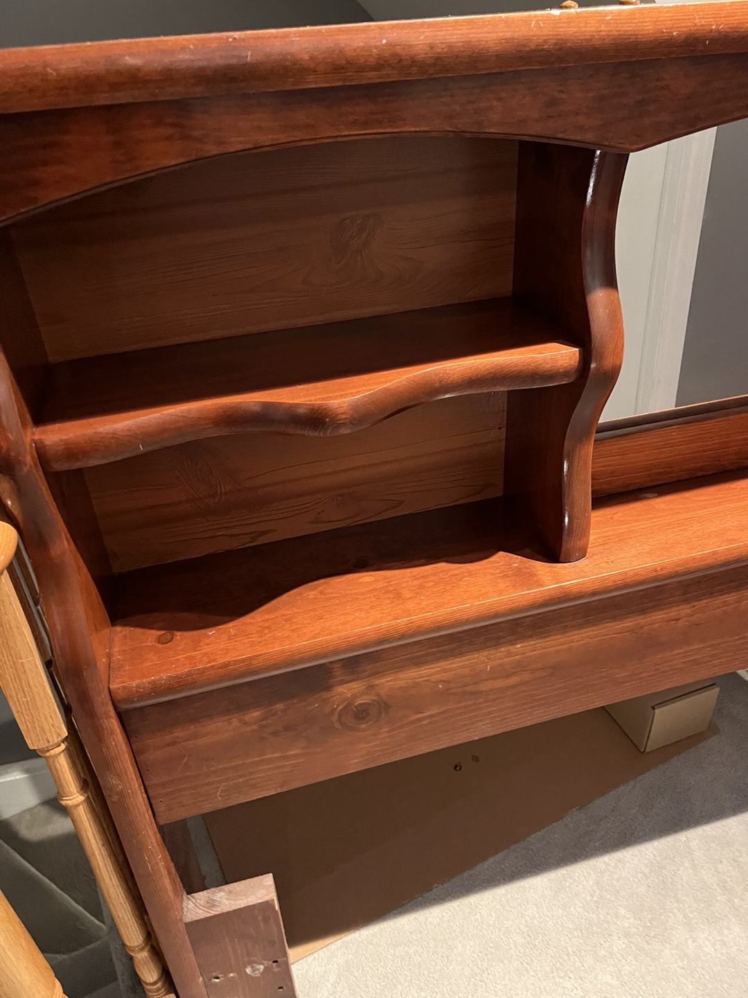 Wooden headboard with shelves - photo 2